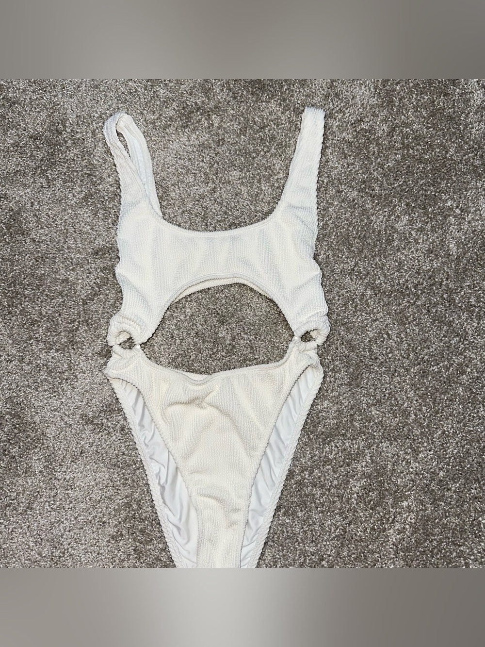 Good American White Textured Cut-Out One-Piece Swimsuit Wide Strap Size 2